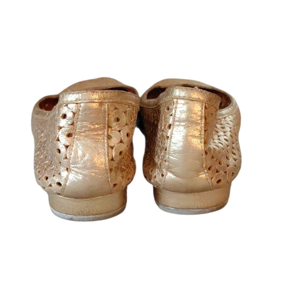 Corso como Gold Perforated Leather Flats Cut-out Metallic Loafers Size 8 - Picture 6 of 11